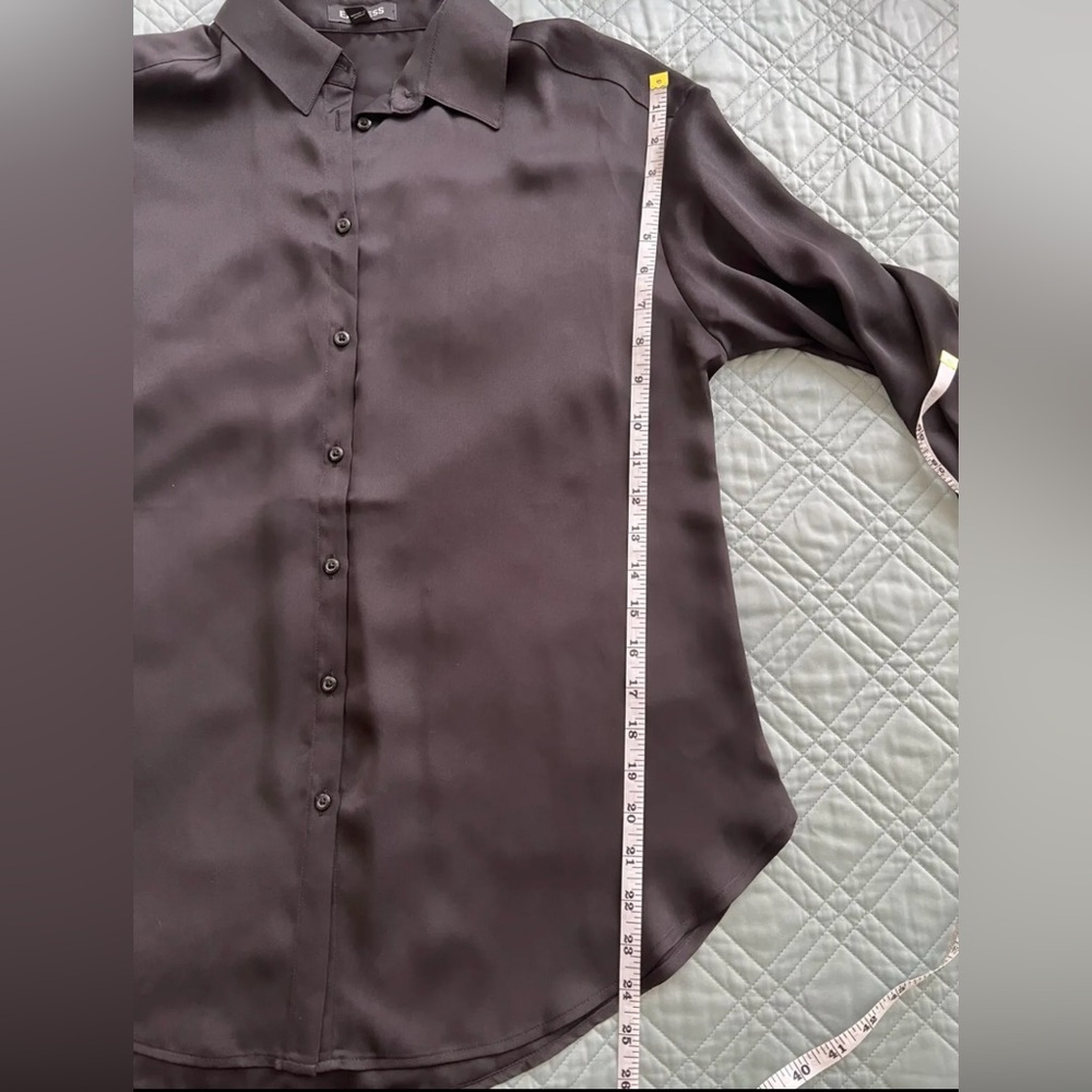 BUNDLE NWOT Express Oversized Satin Black White Button Up Shirt Blouse XSmall - Picture 7 of 15